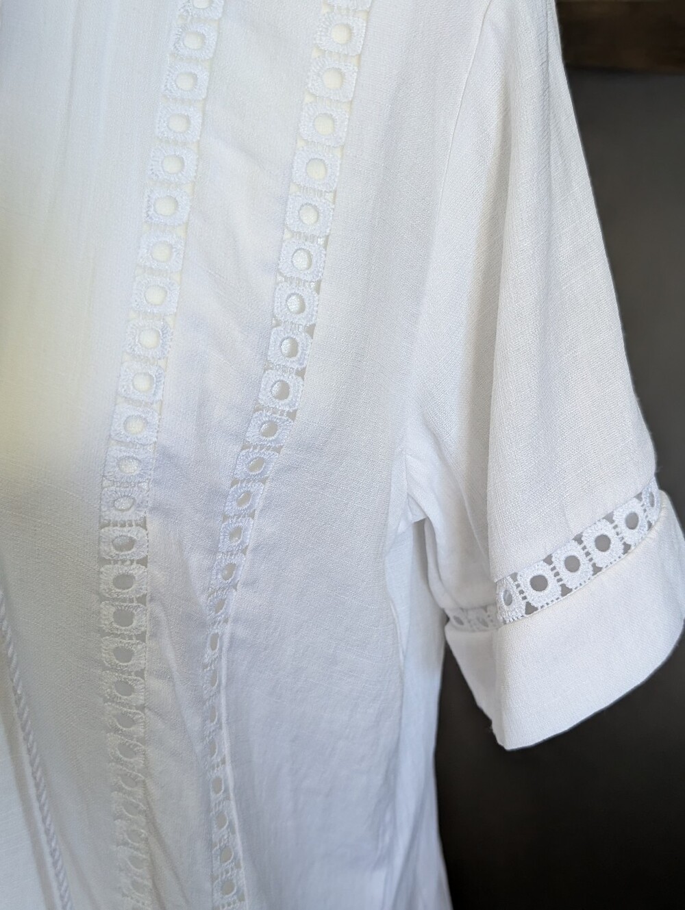 White Lace Trim Swim Cover Up Dress Small 4-6 Boho Vacation Beach - Picture 3 of 5